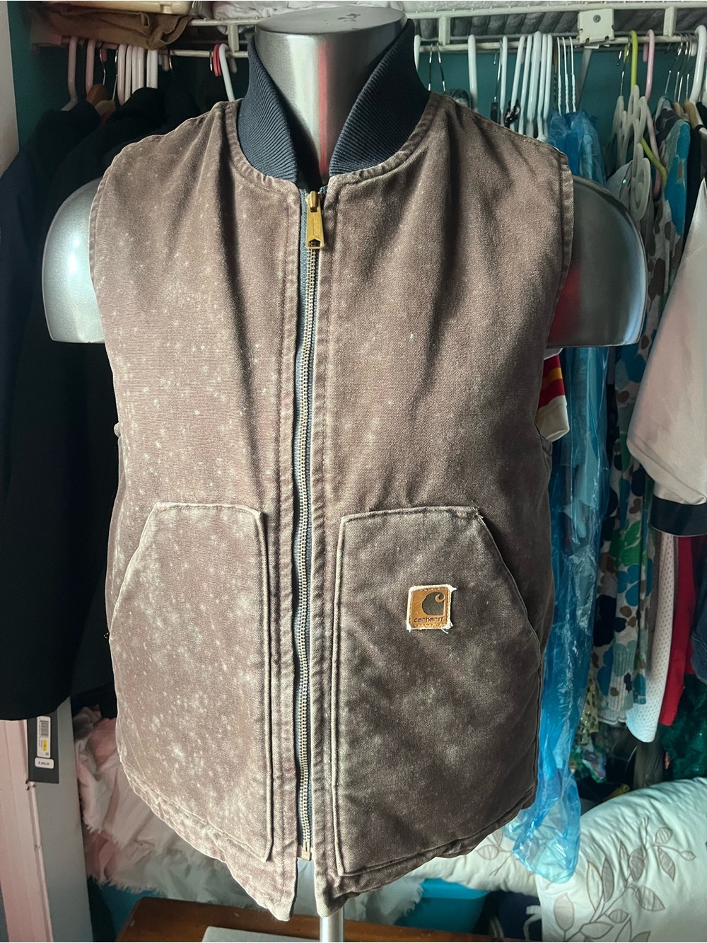 Carhartt Men's Dark Brown Quilted Lined Arctic Full Zip Vest Made in USA Medium